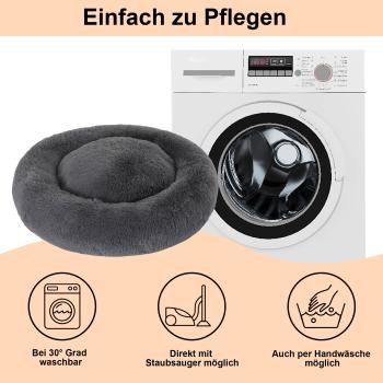 SLPRO Hundebett rund Hundekissen Hundesofa Katzenbett Donut waschbar (Ø 80 cm Außendurchmesser (XL), dunkelgrau