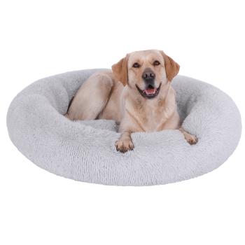 SLPRO Hundebett rund Hundekissen Hundesofa Katzenbett Donut waschbar (Ø 80 cm Außendurchmesser (XL), hellgrau