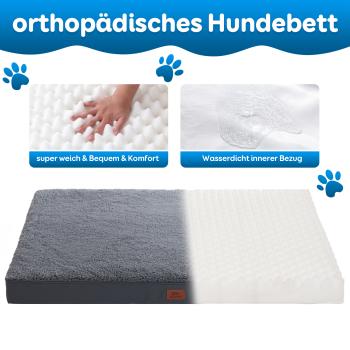 orthopädisches Hundebett kleine mittlere und große Hunde - Hundekissen flauschig Hundematte waschbar Hundematratze Katzen (76 * 51 * 8 cm)