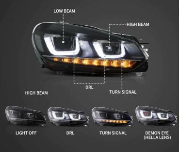 LED SCHEINWERFER für VW Golf 6 Limo und Kombi 2008-2013 Plug and Play