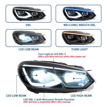 Voll LED SCHEINWERFER für VW Golf 6 Limo und Kombi 2008-2013 Plug and Play