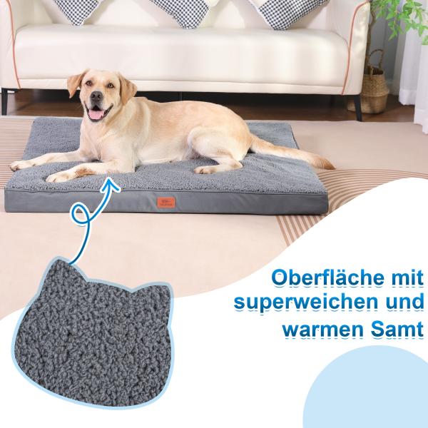 orthopädisches Hundebett kleine mittlere und große Hunde - Hundekissen flauschig Hundematte waschbar Hundematratze Katzen (76 * 51 * 8 cm)