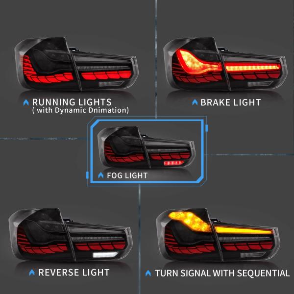 Voll LED Rückleuchten für BMW 3er F30 F35 F80 2011 - 2019 Smoke in OLED Technik