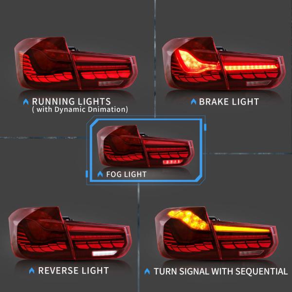 Voll LED Rückleuchten für BMW 3er F30 F35 F80 2011 - 2019 Rot in OLED Technik