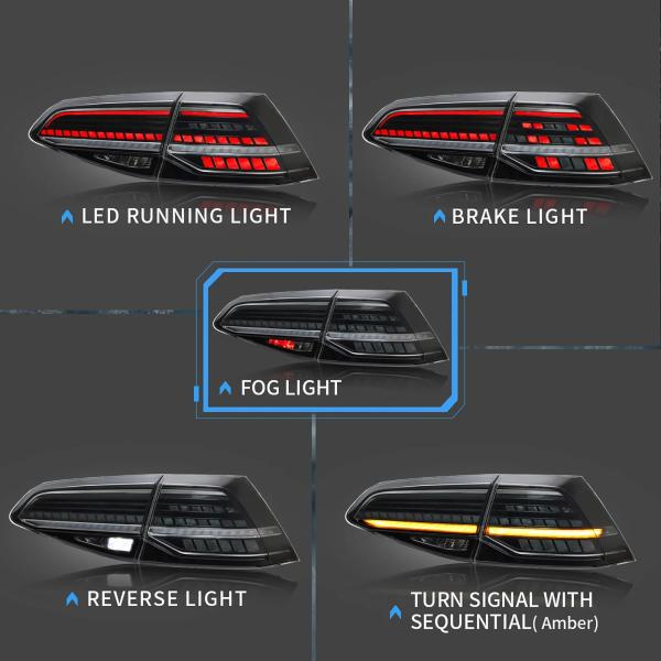 Voll LED Rückleuchten für VW Golf 7 2013-2020 Smoke in OLED Technik